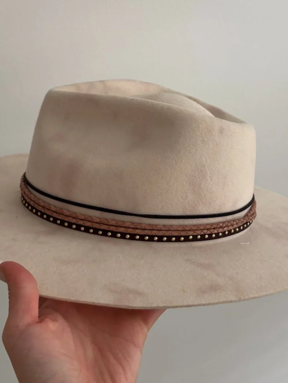 Augustine Hat Company 100% Australian Wool Wide Brim Western Hat 57cm Beige